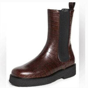 STAUD PALAMINO BOOT BROWN MAHOGANY CROC EMBOSSED sz 40